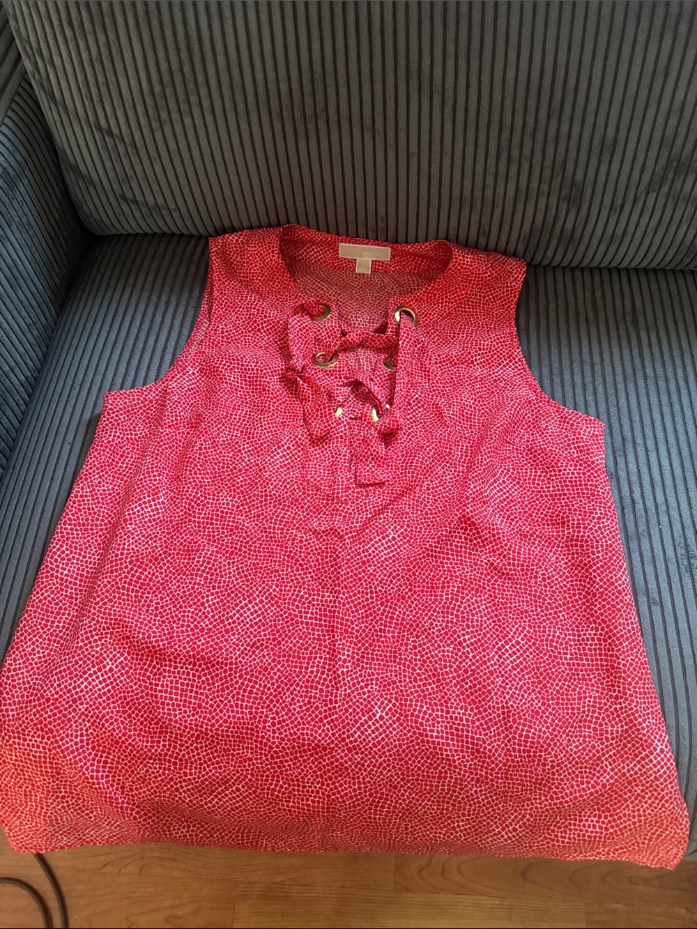 Michael Kors Sleeveless Lace-Up Pink Patterned Camisole